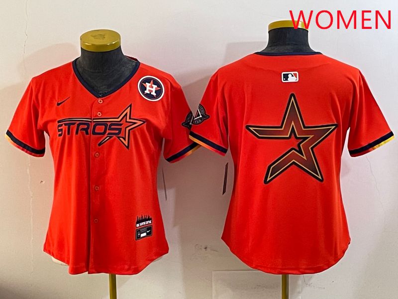 Women Houston Astros Blank Orange Three generations Joint Name 2025 Nike MLB Jersey style 14
